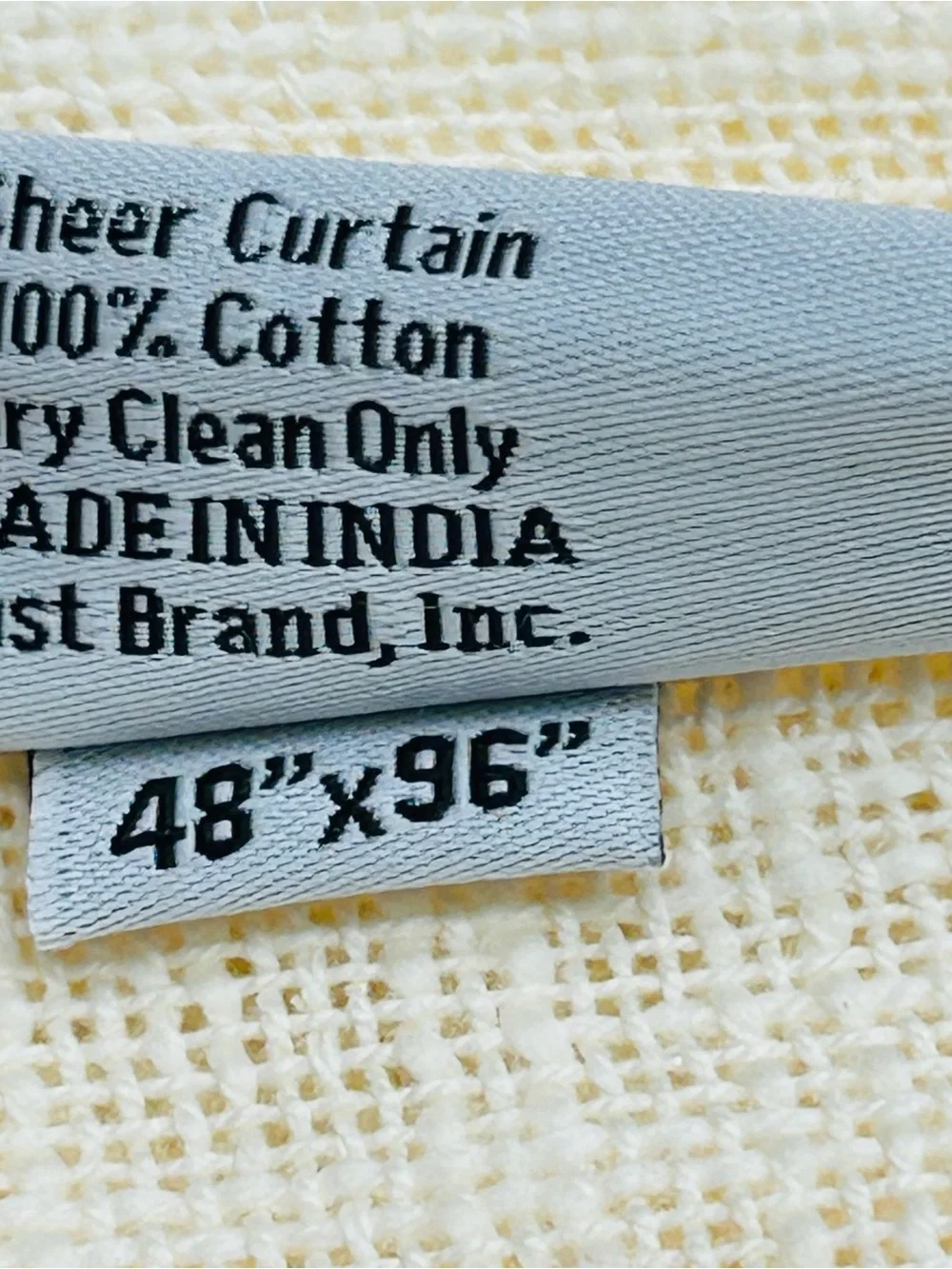 NWT QUINCE Set Of 2 48x96 Cotton Sheer Curtains Ivory 9316